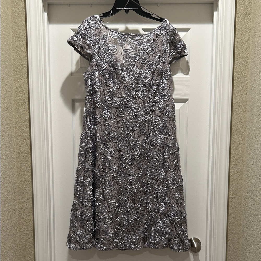 Elegant Silver Floral Dress